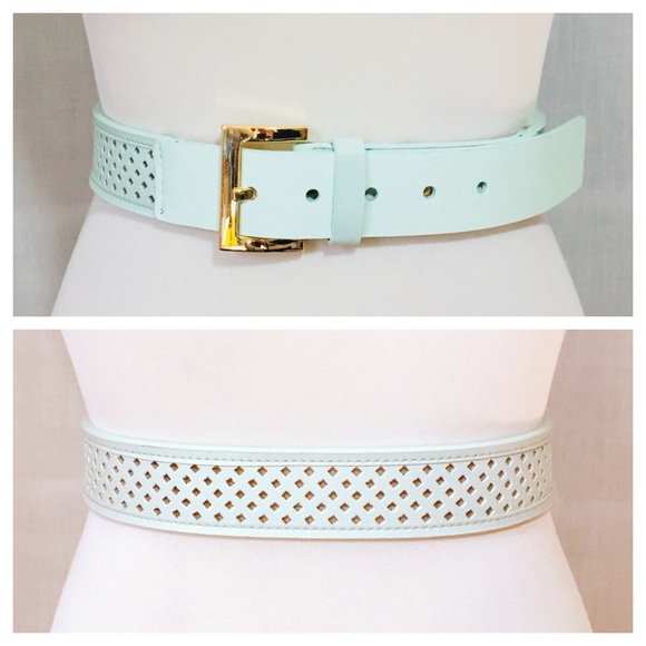 Vince Camuto Accessories - HP NWT Vince Camuto Blue Perforated Diamond Belt L